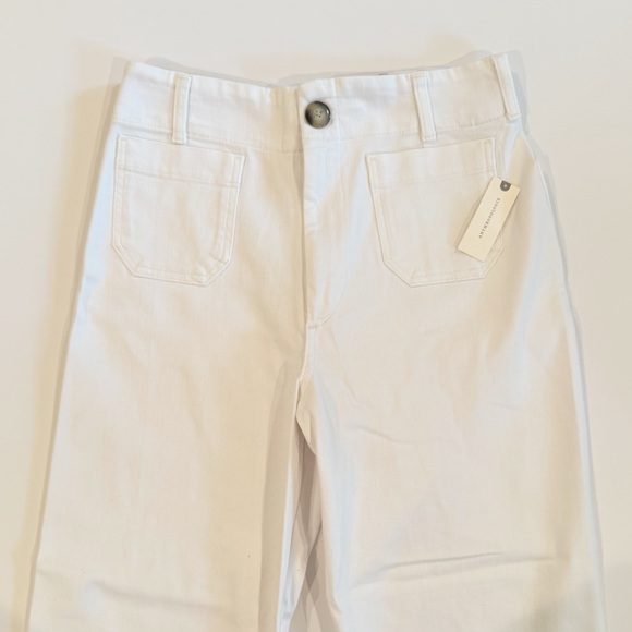 NWT Maeve By Anthropology The Colette Crop Wide-Leg White Jeans - Picture 7 of 13